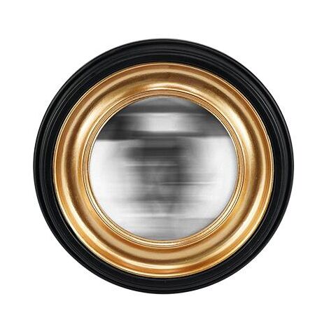 Miroir convexe rond noir halo doré 23,5cm
