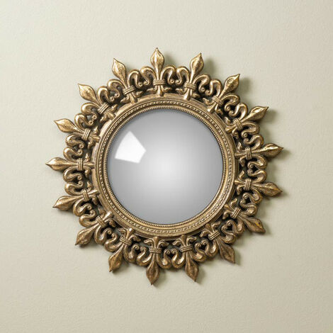 Miroir convexe soleil antique 35cm - Doré