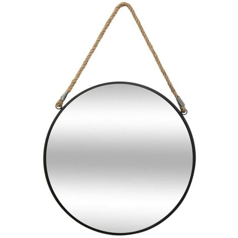 Miroir métallique rond avec corde diamée. 55 cm| Atmosphera |