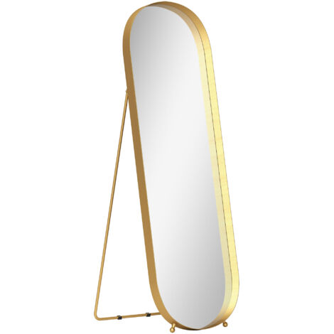 Miroir corps entier 160x50 cm, cadre métallique doré pour salon et chambre