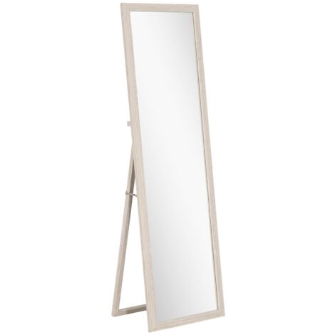 Miroir corps entier rectangulaire avec cadre 160x50 cm - Blanc - Utilisation polyvalente - Mural ou sur pied - Pour salon, chambre, dressing