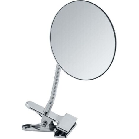 Miroir cosmétique Clip 5x argenté 15cm avec pince flexible miroir grossissant 5x miroir salle de bain miroir maquillage miroir de voyage miroir chromé idéal pour un usage quotidien