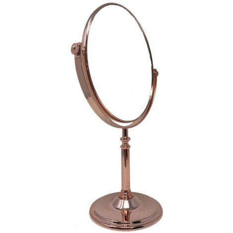 Miroir Cosmétique De Table Ovale Avec Zoom Pivotant Or Rose 19,5x16x33,5 Cm 69417