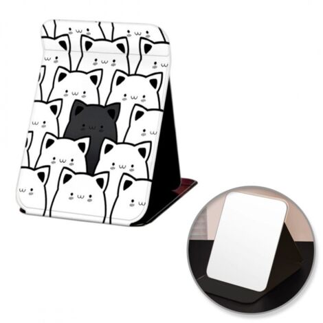 Miroir cosmétique en similicuir, ouvrant, sur pied, grand format, 15 x 20 cm, L24