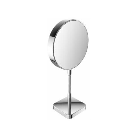 Miroir cosmétique et de rasage Emco, réfléchissant des deux côtés, grossissement 3x et 7x, rond, non éclairé, bras flexible, modèle autoportant - 109500116