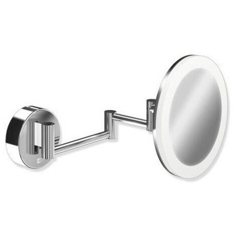 Miroir cosmétique LED. rond verchr.. 5-fois Élargissement Dual Light