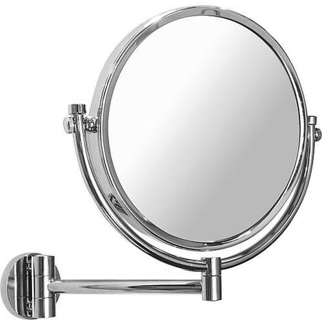 Miroir cosmetique mural Elenita 1 et 5 grossissement diam 190mm, fixations incluses