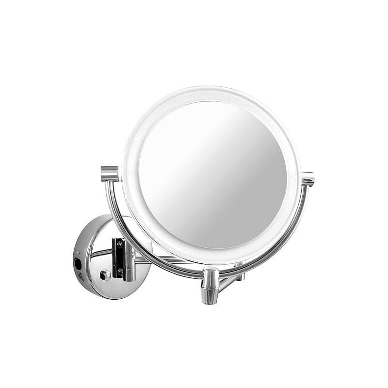 Miroir cosmetique mural Eliam avec éclairage, 1-5 grossissement diam 192/156 mm