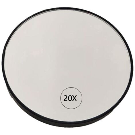 Miroir cosmétique portable antibuée avec grossissement x20. Ventouse et poignée. Noir.