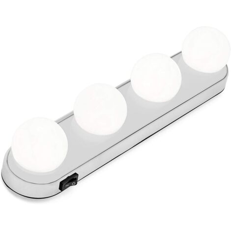 Miroir cosmétique portable, Lumière de Miroir,  4 Ampoules Hollywood Kit de Lumière LED pour Miroir Cosmétique