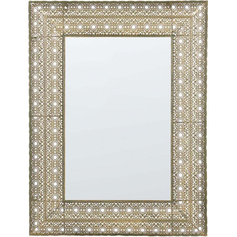 Beliani - Miroir Mural Rectangulaire Grand Format en Métal Doré Ajouré de Style Oriental Idéal Pour Décorer Salon Moderne ou Glamour