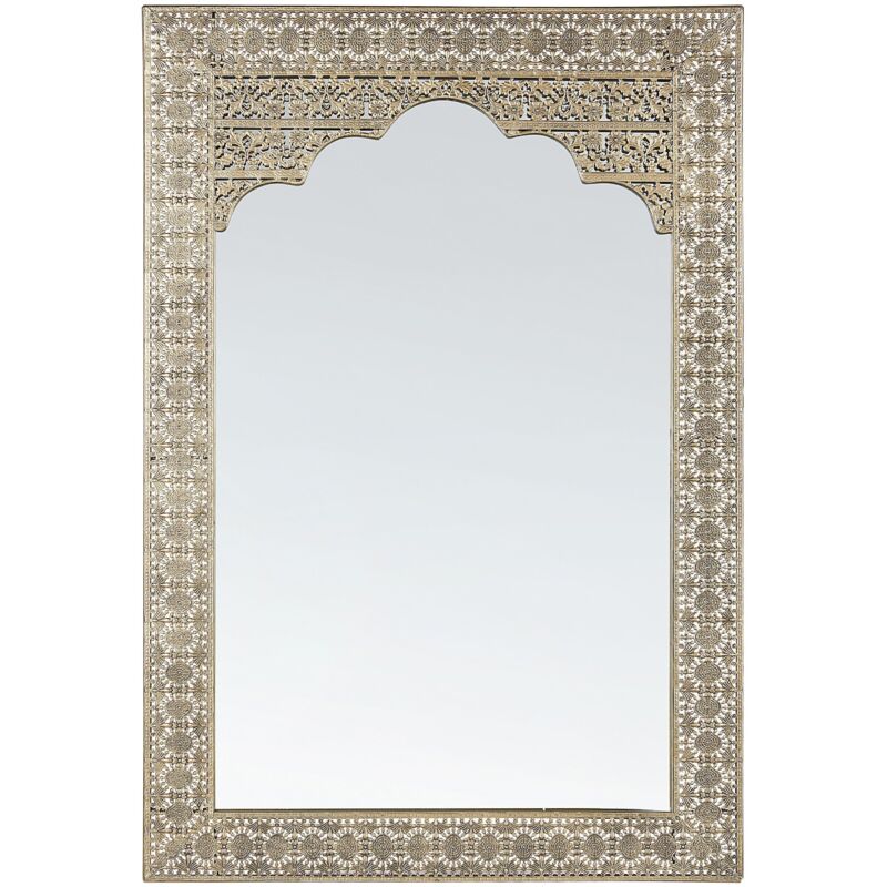 Beliani - Miroir Mural de Style Oriental avec Cadre Retangulaire en Métal Doré Ajouré pour Salon, Entré ou Salle à Manger
