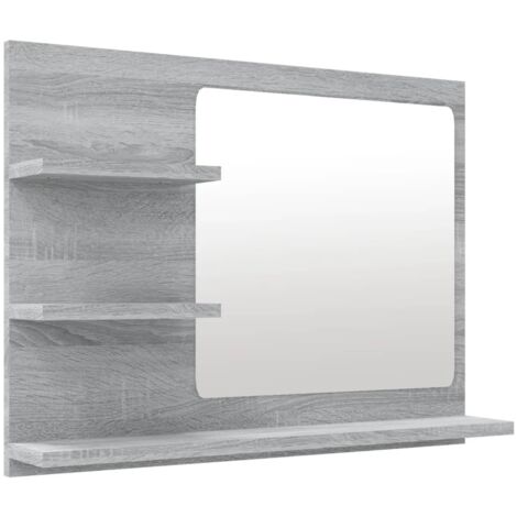 Miroir de bain 60 x 10,5 x 45 cm bois d'ingénierie gris