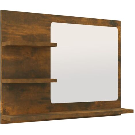 Miroir de bain Chêne fumé 60x10,5x45 Bois d'ingénierie