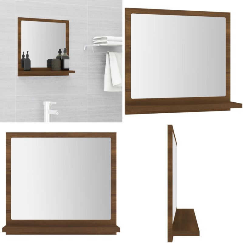 Miroir de bain Chêne marron 40x10,5x37 cm Bois d'ingénierie - Miroir De Salle De Bain - Miroir Mural - Meuble De Salle De Bain - Étagère Murale
