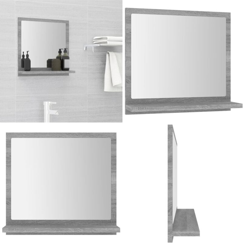 Miroir de bain Sonoma gris 40x10,5x37 cm Bois d'ingénierie - Miroir De Salle De Bain - Miroir Mural - Meuble De Salle De Bain - Étagère Murale