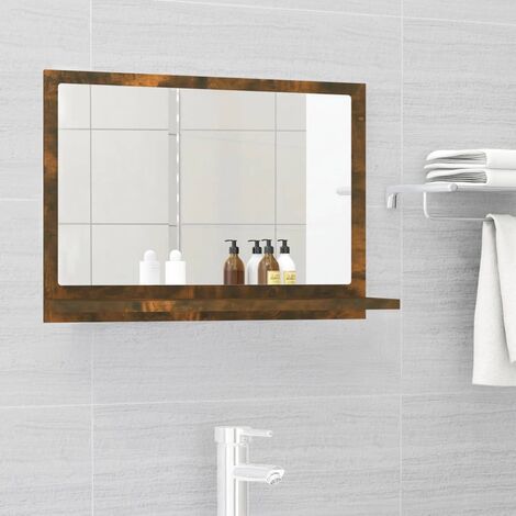 Miroir de bain，Miroir de maquillage，Miroir Mural Chêne fumé 60x10,5x37 cm Bois d'ingénierie DYHB409258