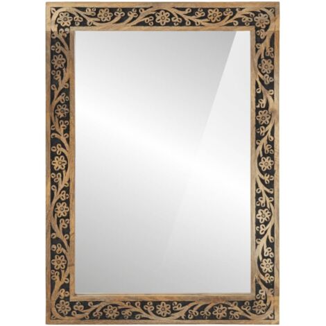 Miroir de bain，Miroir décoratif 50x70x2,5 cm bois de manguier massif et verre CFW748032