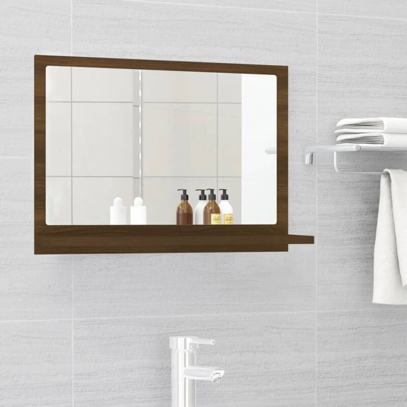 Design In - Miroir de bain,Miroir Décoratif Chêne marron 60x10,5x37 cm Bois d'ingénierie CVW65151