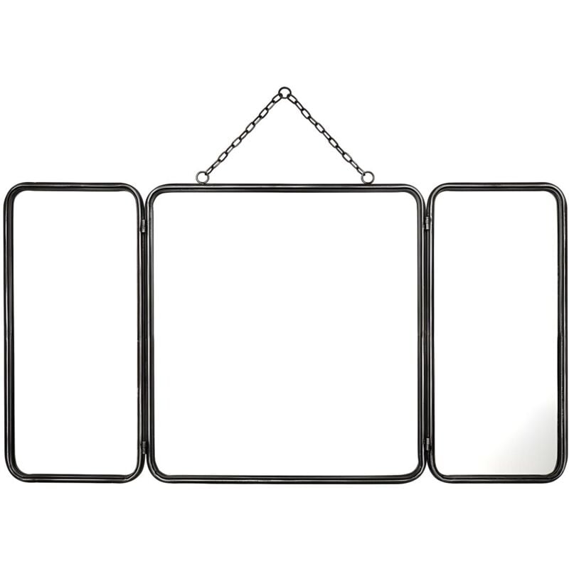 Miroir de barbier vintage en métal - l. 60 x h. 112 cm - Gris métallisé - cerrone