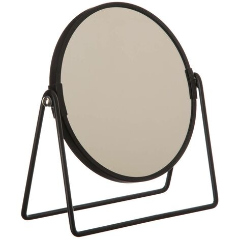 Miroir de beauté, debout, pliable, Ø17 cm, couleur noir