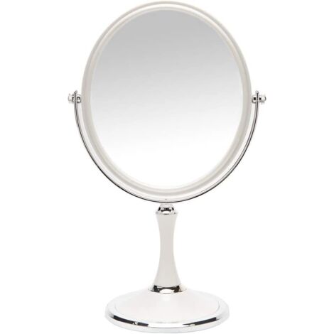 Miroir de bureau miroir de bureau rétro avec support miroir rotatif double face de 8 pouces loupe 1X/3X style argent 13 pouces (ovale)