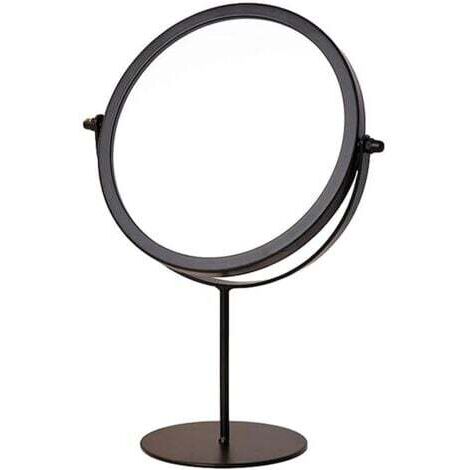 Miroir de bureau, miroir de maquillage, miroir sur pied, angle réglable librement, fond rond (noir)