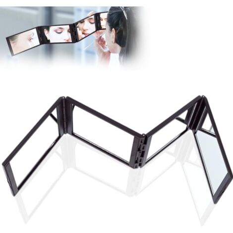Miroir de bureau portable à 360 degrés, miroir 4 directions, miroir de maquillage pliable et portable, pour se coiffer et se raser