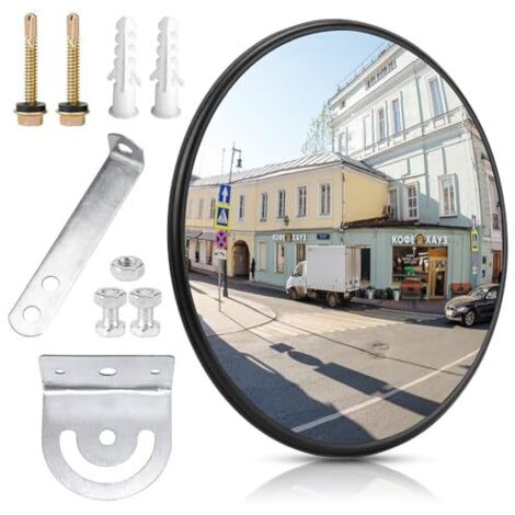 Miroir de circulation, 30 cm Grand angle Convex, sécurité, grand Convex Rond, panoramique, parabolique, d'observation, pour garage, bureau -