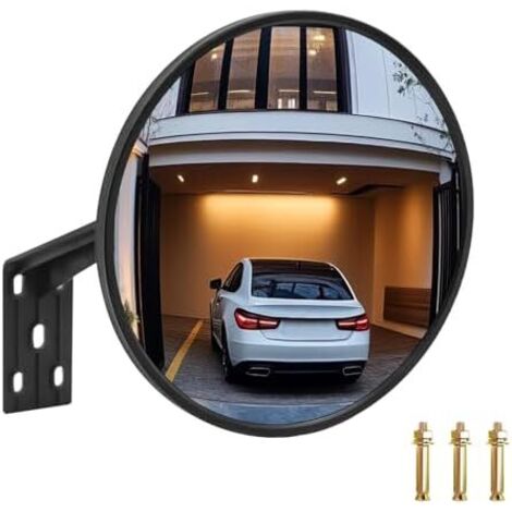 Miroir de Circulation Convexe 20cm Grand Angle Réglable Sécurité pour allée, garage, parc, soutien l'intérieur et l'extérieur. -