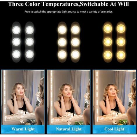 Miroir de coiffure lumineux 3 m avec 42 LED réglables en intensité et couleur, 10 niveaux d’éclairage pour maquillage professionnel