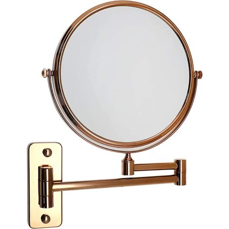 Miroir de courtoisie à LED de 6 pouces, miroir grossissant illuminé mural, grossissement 1X / 10X réglable, rotation à 360 ° extensible, adapté à la salle de bain et à la maison