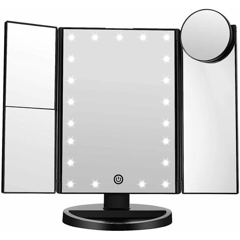 Miroir de courtoisie avec miroir de courtoisie lumineux LED miroir de courtoisie pliable blanc
