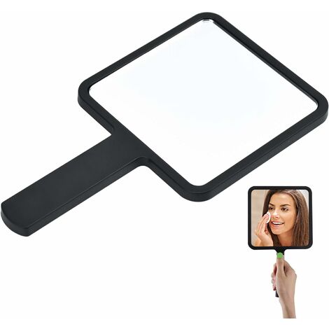 Miroir de courtoisie carré avec miroir à main portable pour salon de coiffure, maison noir - 9 x 16 cm