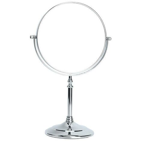 Miroir de courtoisie de table rond en métal, à double face, grossissant 10x.