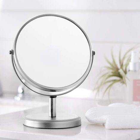 Miroir de courtoisie double face moderne, Nickel，10cm