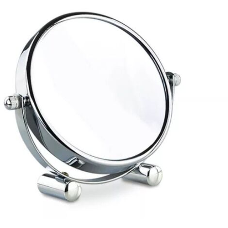 Miroir de courtoisie grossissement 5x, miroir de courtoisie sur pied compact de 6 pouces, chromé, diamètre 15 cm, pivotant, miroir de bureau de haute qualité