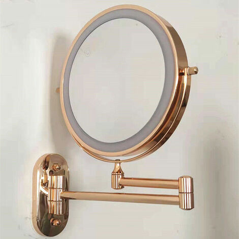 Miroir de courtoisie LED grossissant 8, rechargeable par USB, 1X/10X, or