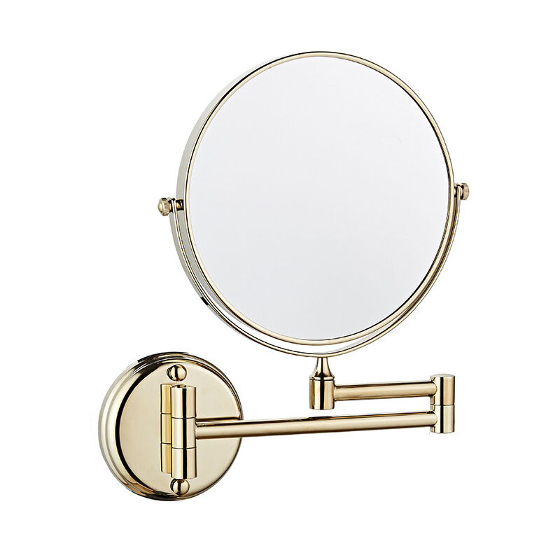 Miroir de courtoisie mural double face pliable rotatif 3X miroir grossissant 8 pouces pour salle de bain toilette chambre à coucher, Doré