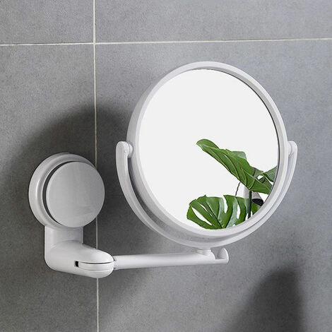 Miroir de courtoisie mural en dortoir Miroir unique rotatif pliable Salle de bains à la maison Poinçonnage gratuit HD Miroir de courtoisie rond，HANBING