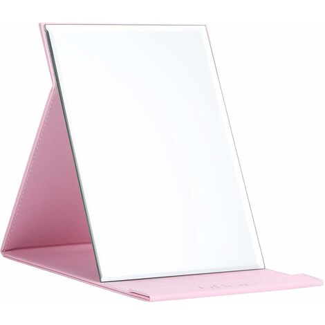 Miroir de courtoisie pliable portable avec support, rose