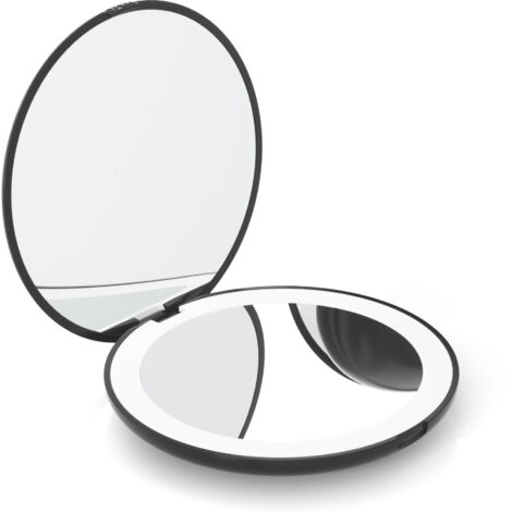 Miroir De Courtoisie Pliant, Miroir Compact LED, loupe 10X, Miroir Compact avec Lumière, Miroir De Maquillage LED, Miroir De Beauté Voyage Plier (Noir)
