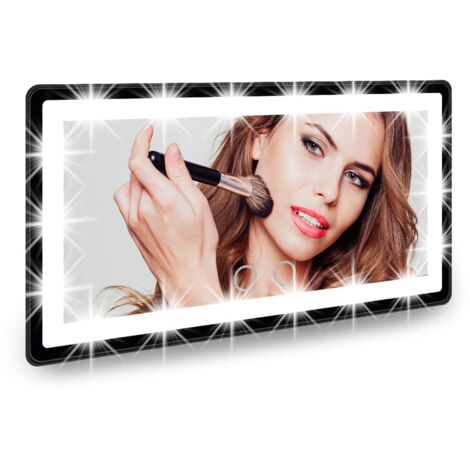 Miroir de courtoisie pour pare-soleil de voiture avec lumières LED rechargeables, 3 modes d'éclairage et écran tactile à intensité variable, grand miroir de voiture lumineux pour femmes et filles, uni