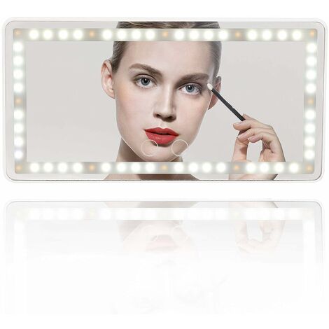 Miroir de courtoisie pour pare-soleil de voiture Miroir de maquillage de voiture avec lumières LED pour voiture camion SUV Rétroviseur pare-soleil Miroir cosmétique Batterie au lithium intégrée