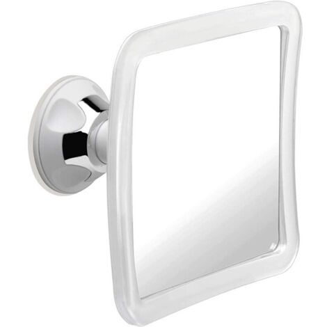 Miroir de douche antibuée 16 cm x 16 cm, miroir de rasage avec ventouse, petit miroir de salle de bain incassable, sans adhésif, grossissement x5