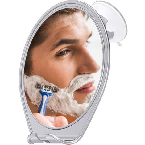 Miroir de douche antibuée avec ventouse puissante - Miroir de salle de bain, miroir de rasage antibuée, miroir plat galvanisé 1X