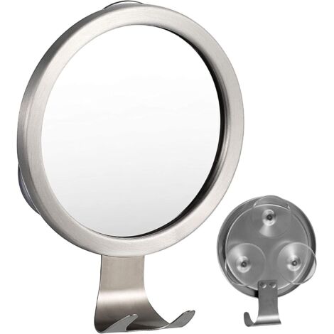 Miroir de douche antibuée, miroir de salle de bain sans buée avec crochet de fixation et ventouse puissante