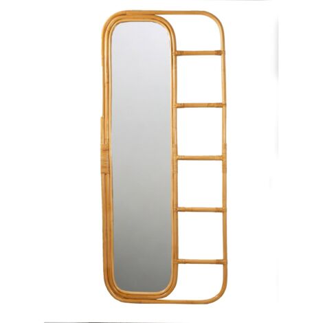 Miroir de dressing en rotin naturel style bohème chic - rotin naturel clair