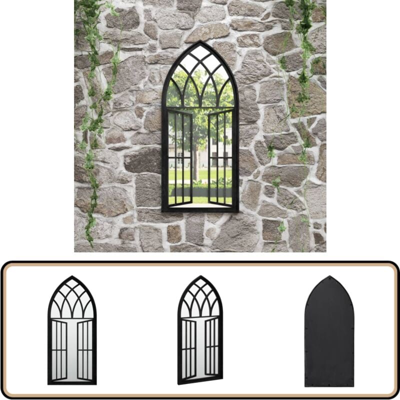 Vidaxl - Miroir de jardin Noir 100x45 cm Fer pour utilisation extérieure - Miroir De Jardin - Miroir Extérieur - Décoration Jardin - Miroir Design