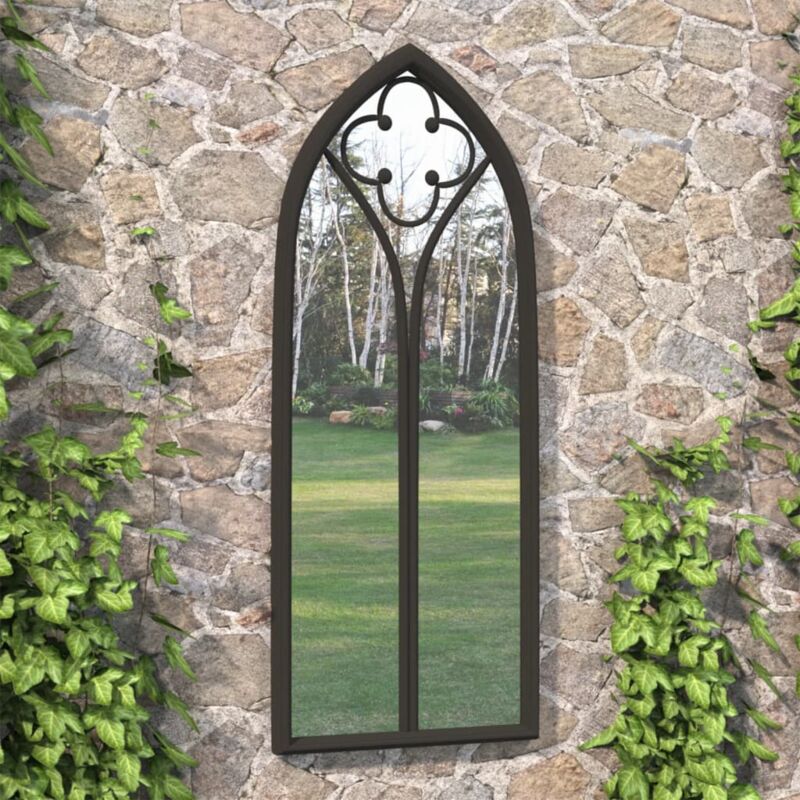 Miroir de jardin Noir 70x30 cm Fer pour utilisation extérieure - Vidaxl